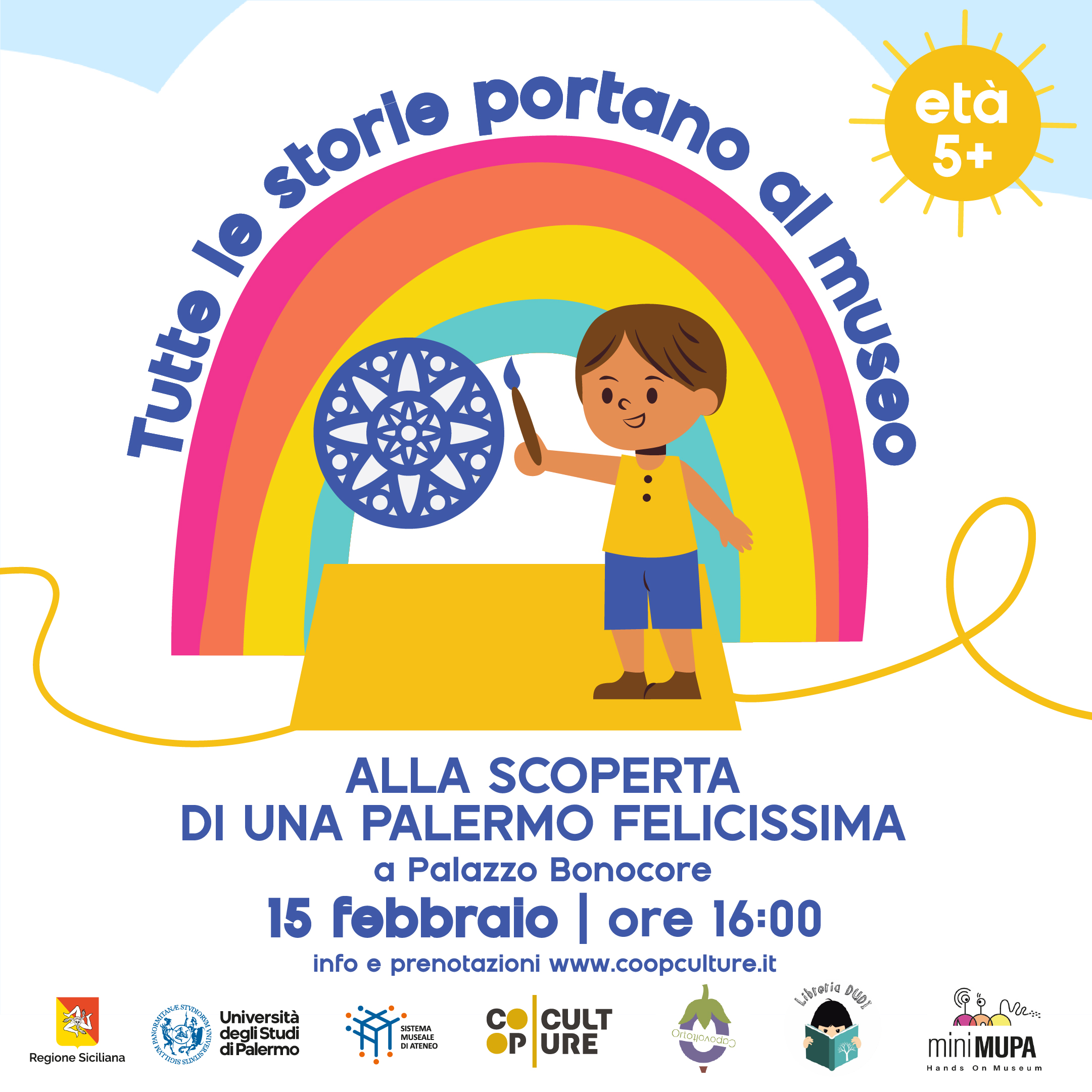 Locandina evento del 15 Febbraio "Alla scoperta della Palermo Felicissima - La Belle Époque spiegata ai più piccoli"